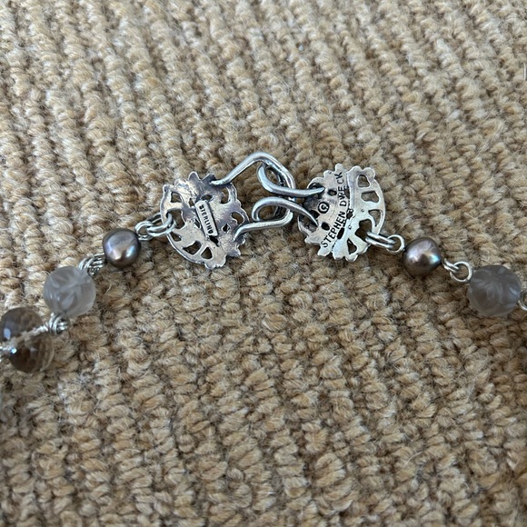 Stephen Dweck Hand Carved One of a Kind Sterling Silver Quartz Jade Necklace - Picture 8 of 10